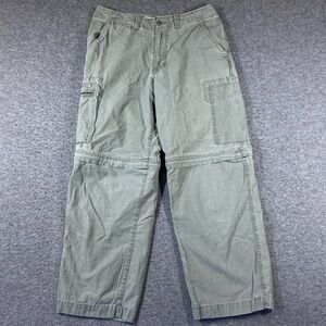 Y2K GAP Zip Off Cargo Pants Mens W30 L30 Green Convertible Streetwear Utility